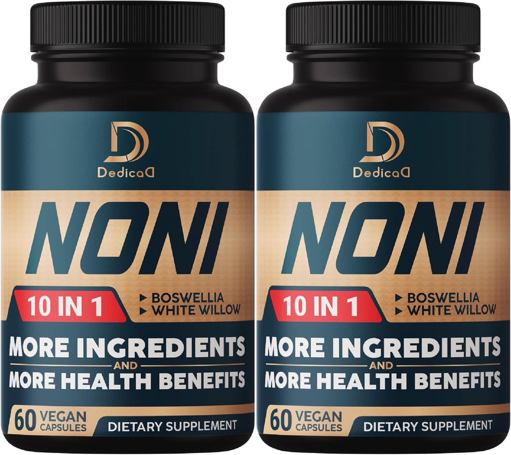 10in1 Noni Capsules - 4 maanden levering met vlierbessen, Boswellia, kurkuma, gember & meer - ondersteuning spier, gewrichts-, spijsverterings- & immuun - 2 verpakkingen van 60 Vegan Capsules, niet-GMO & Glutenvrije