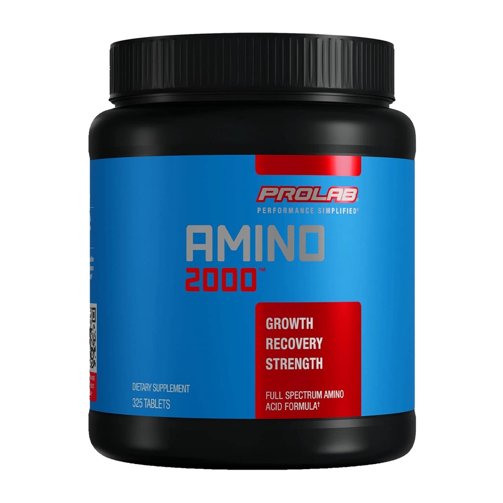 Prolab Amino 2000 Essential Amino Acids Supplement, Full Spectrum EAA Formula for Muscle Recovery, Lean Muscle Growth & Performance Support (325 tabletten)