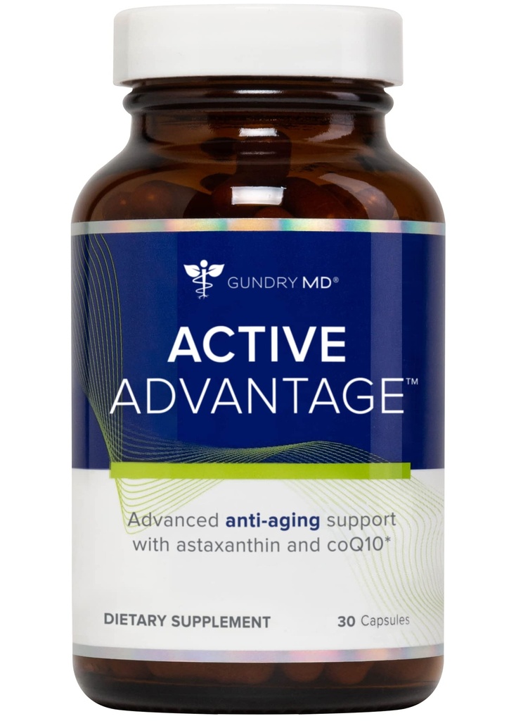 Gundry MD® Actief Voordeel Astaxanthine en CoQ10 Supplement ter ondersteuning van energie, kracht en stofwisseling, 30 Tel.