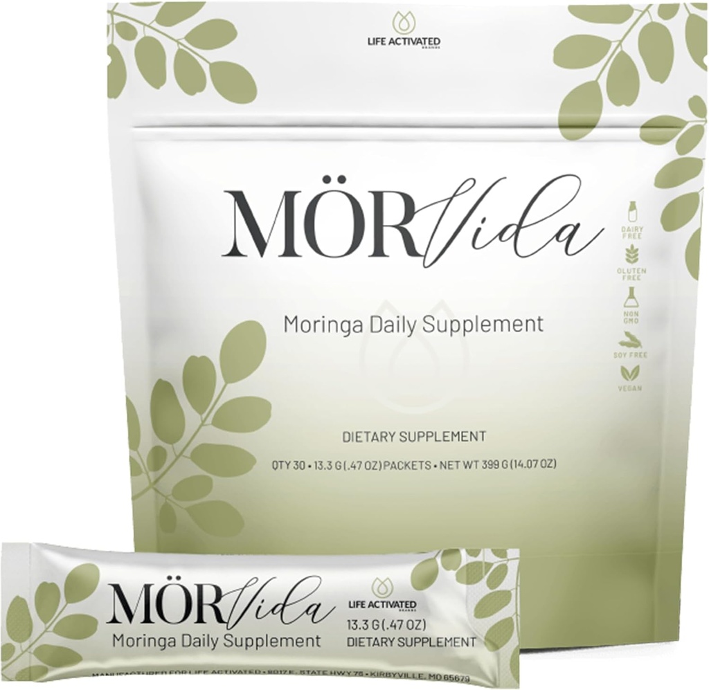 Mörvida Daily Supplement - Moringa Oleifera from The Himalayas - High in Vitamin C, Calcium & Protein -Rich in Minerals, Protein & More - 30 Sachets