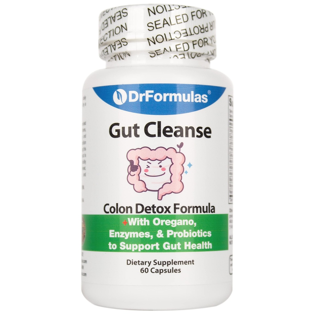 DrFormulas Gut Cleanse voor vrouwen, mannen, kinderen met Nexabiotische Probiotica, Oregano, Digestieve Enzymen, 60 capsules (niet crème)