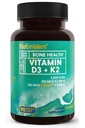 BioEmblem Vitamine D3 K2 Capsules (5000IU en 200mcg) - Gepatenteerde MK7 en MK4 voor 3-in-1 Complex Support - Vegetarische Vitamine D K2 Supplement voor tanden, hart, immuunsysteem - Non-GMO, 90 Caps