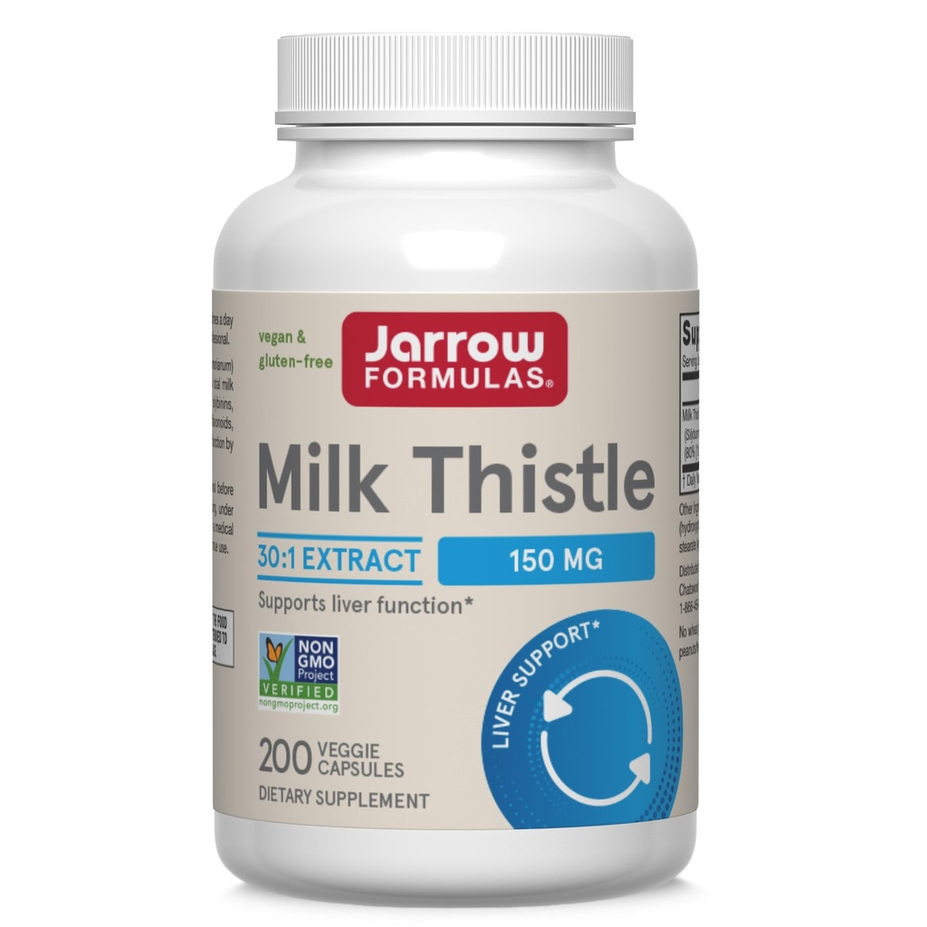 Jarrow Formulas Milk Thistle 150 mg met 30:1 Gestandaardiseerde Silymarin Extract, Dieetsupplement voor de ondersteuning van de leverfunctie, 200 Veggie Capsules, 66-200 Dagvoorziening