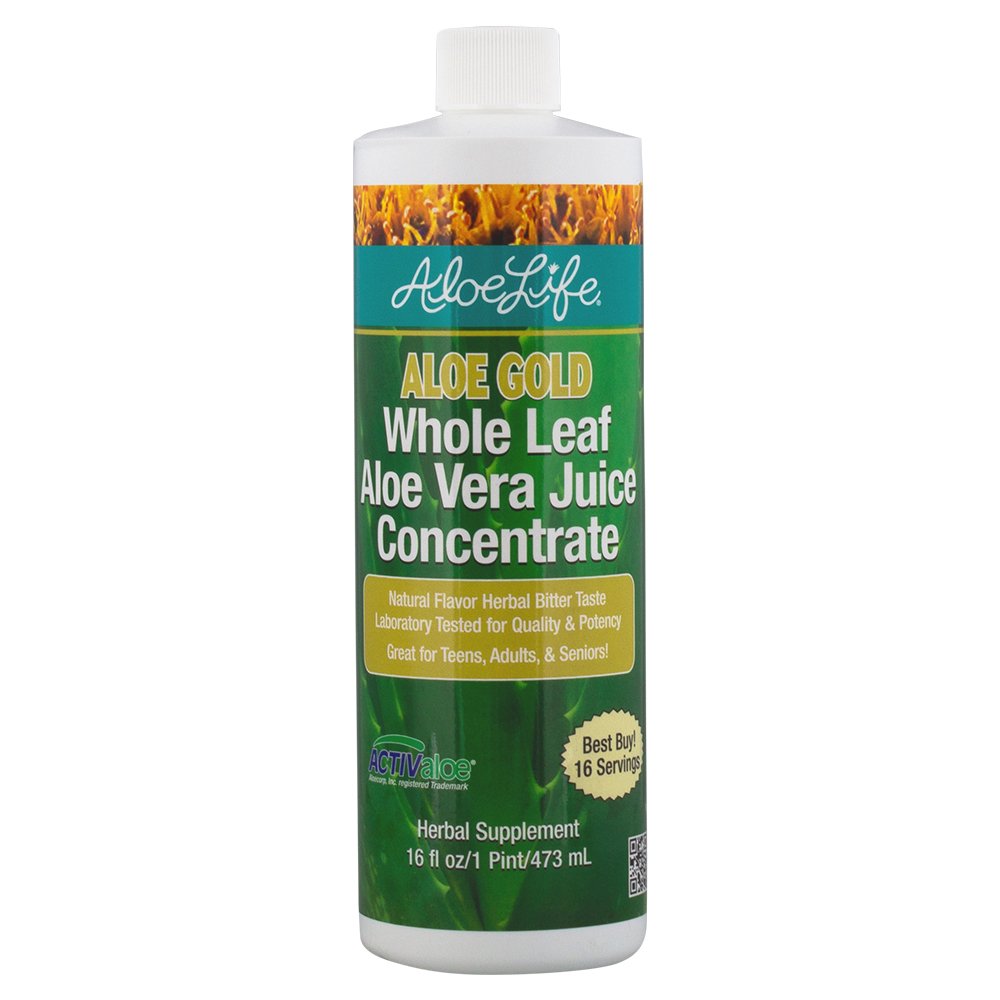 Aloe Life - Aloë Aloë Vera Juice, gecertificeerd biologisch, Glutenvrij (Aloe Gold, 16 oz)