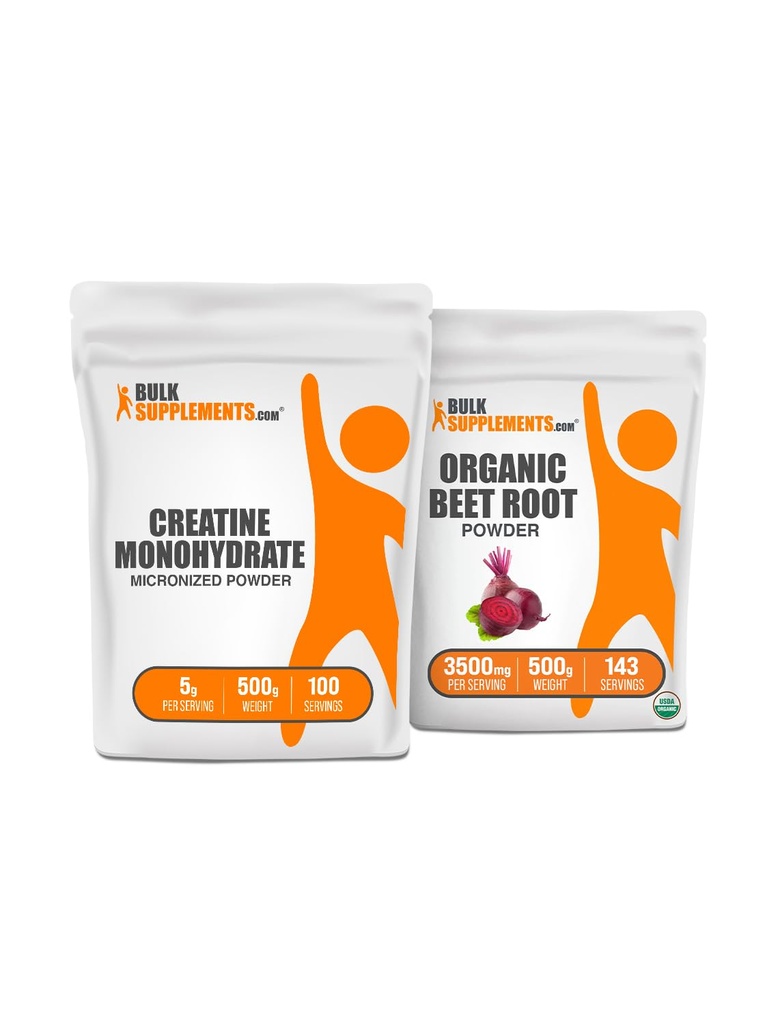 BulkSupplements Creatine + Biologische Beetwortelpoeder 500g Bundel