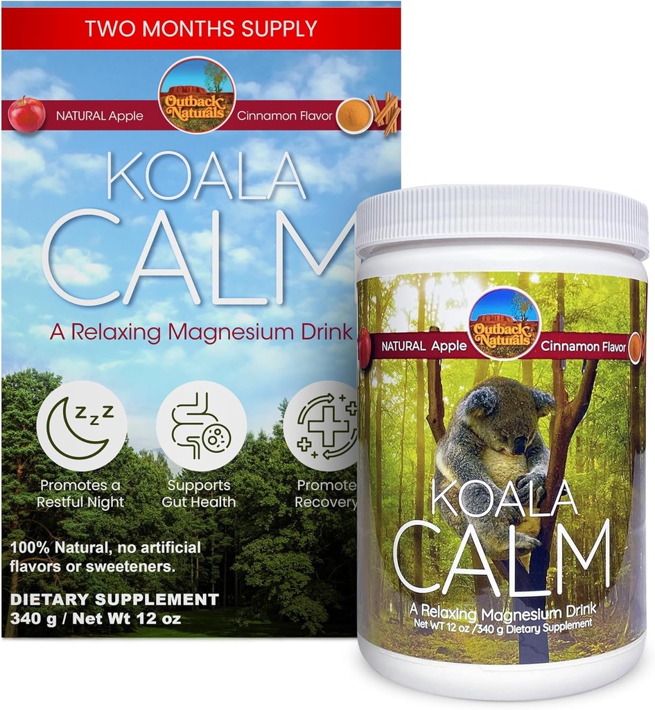 Kalm Magnesiumpoeder - 400 mg Magnesium Citroen Drinkmix voor ontspanning, slaapondersteuning en spierverlossing, appel kaneel smaak