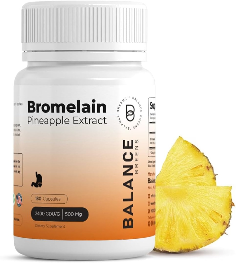 Bromelain 500mg - Ananas Extract Digestief Enzyme - Ondersteunt spijsvertering en gezamenlijke ondersteuning Supplement - door Balance Breens