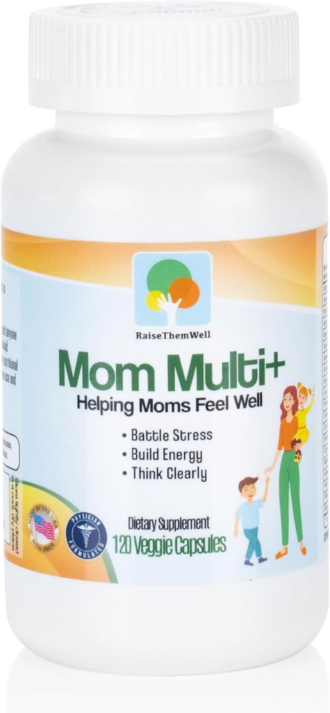 Verhoog ze goed Mam Multi+ Dagelijkse Multivitamine voor vrouwen met actieve Folaat, Adaptogenen & Bacopa, Energie, Stress & Cognitieve Ondersteuning, 120 Veggie Capsules