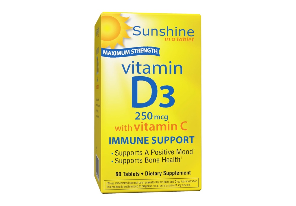 Sunshine Vitamine D 10.000 IE, gezonde en sterke botten, 30 porties