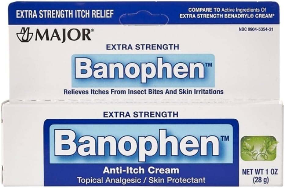 MAJOR Extra Strength Banophen - Anti-Itch Cream - Topical Analgesic Skin Protectant - Helps Relieve Itches from Insect Bites and Skin Irritations - 1 Oz. (1 Pack)
