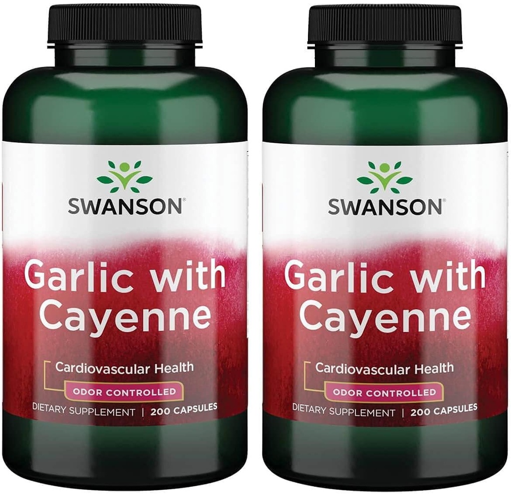 Swanson Knoflook met Cayenne 200 capsules (2 verpakkingen)