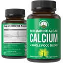 Plant-based Calcium - Red Marine Algen Calcium Supplement met vitamine C, D3, K, Magnesium, en het hele voedsel plantaardige Blend. Vegan Capsules voor botten en gewrichten. 120 pillen, tabletten