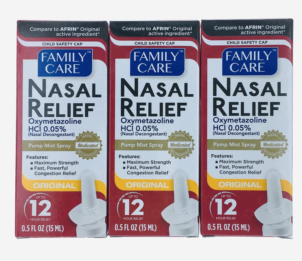 Family Care Neusreliëf Pump Mist Spray .5OZ [ Pack of 3 ]