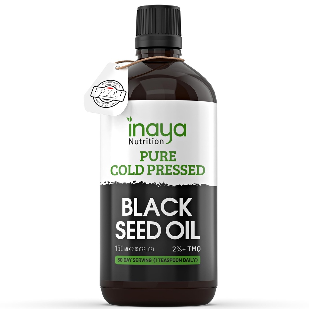 Nigella Sativa Black Seed Oil – Pure Cold-Pressed with 2% Thymoquinone | Egyptian Sourced | Nutrient-Rich for Overall Wellness, Hair & Skin Care | 30 Servings in Glass Bottle