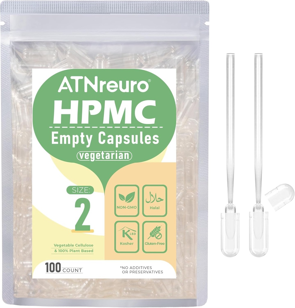 Maat 2 Lege Vegan Capsules met 2 Micro Lepels - 100 Graaf Lege Vegetarische Capsule - Pill Capsules voor Powders Supplementen