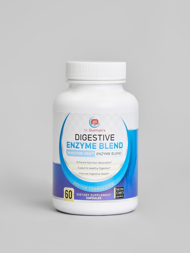 Dr. Gutman's Digestieve Enzyme & Probiotic Synbiotic, 60 Veggie Caps - Alle natuurlijke Digestieve Gezondheidsondersteuning met Bromelain, Papain, Lipase, Lactase & Galactosidase, voor verbeterde Nutriënt Absorptie