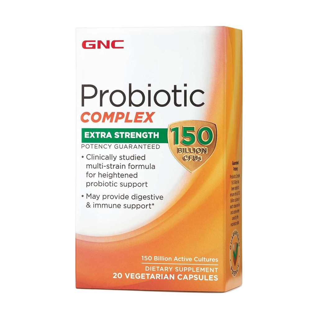GNC Probiotic Complex Extra Sterkte met 150 miljard CFU, 20 capsules, Dagelijkse Probiotische Ondersteuning