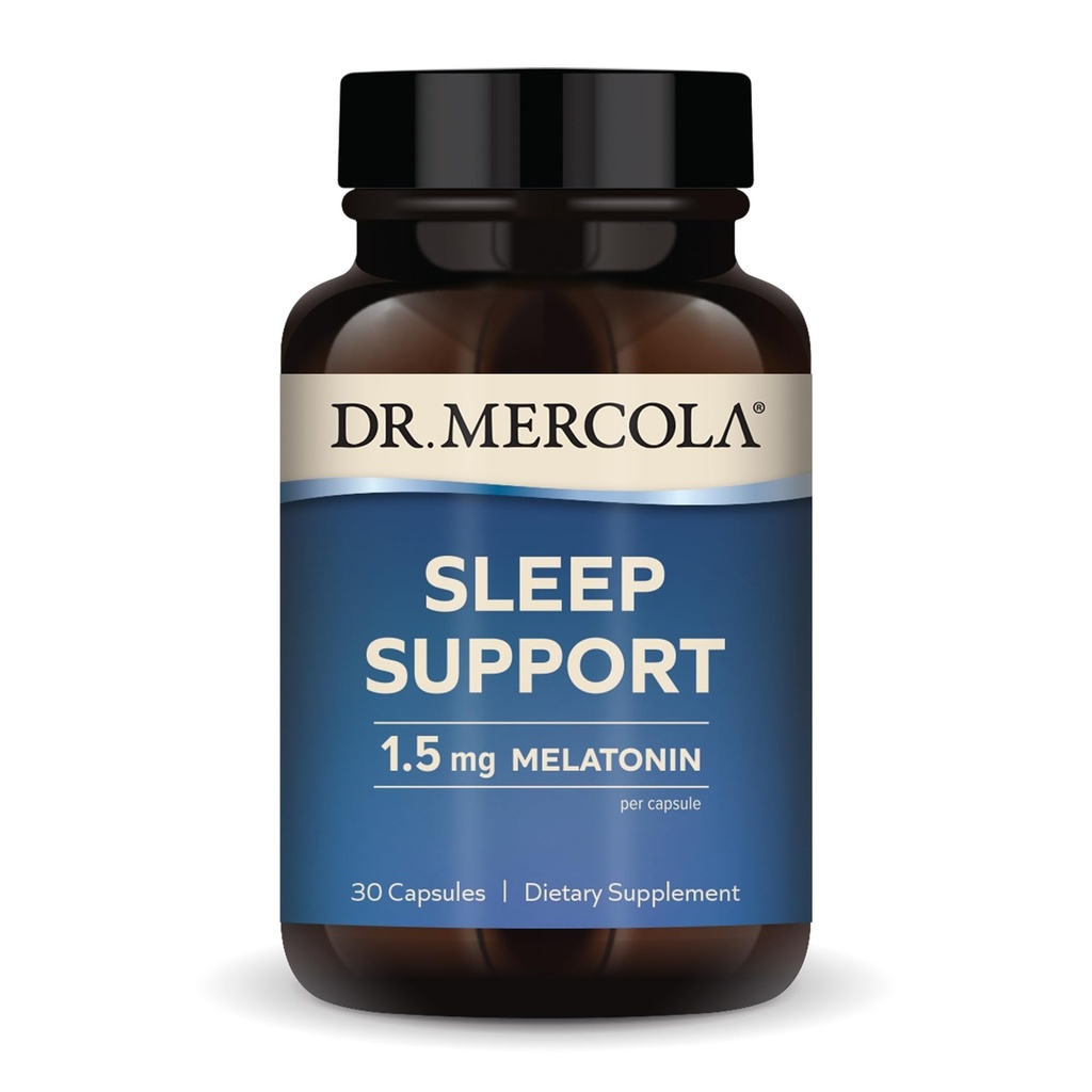 Dr. Mercola Slaapondersteuning met Melatonine, 1,5 mg Melatonine per portie, 30 porties (30 capsules), Dieetsupplement, Ondersteunt gezonde slaap en geestelijke focus, Non-GMO