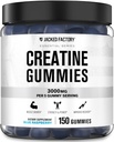 Ge Jacked Factory Creatine Monohydraat Gummies (3g) - Creatine for Muscle Growth, Strength, Enhanced Energy, and Improved Athletic Performance - 150 Gummies, Blue Raspberry