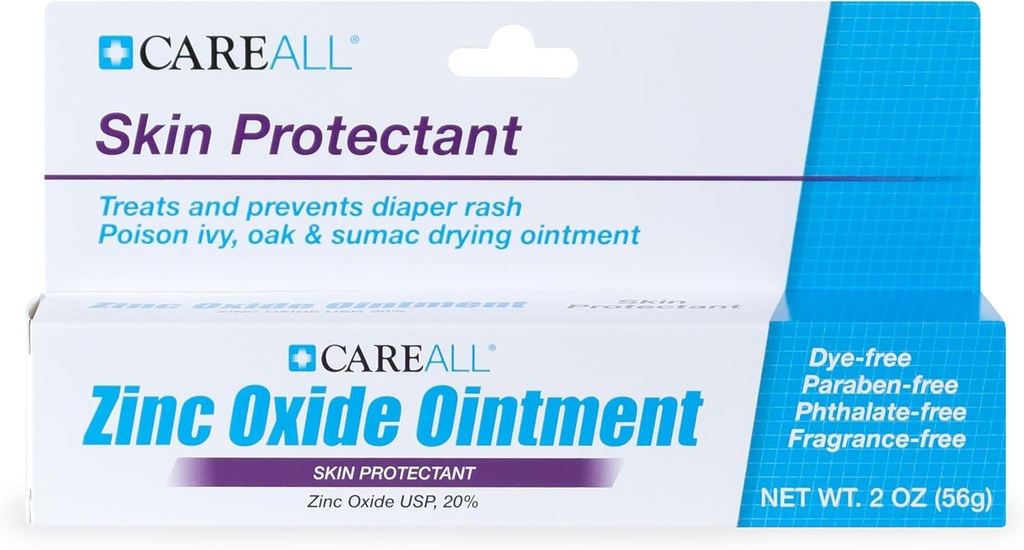 CareAlle zinkoxide 20% huidbeschermer Barrière Zalf 2 oz, Relives, Treats en voorkomt kleine huidirritaties als gevolg van luieruitslag. Helpt natheid uit te sluiten. Beschermt Chafed Skin.