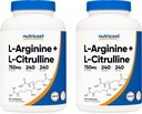 Nutricost L-Arginine L-Citrulline Complex 750 mg, 240 capsules (2 flessen) - Non-GMO