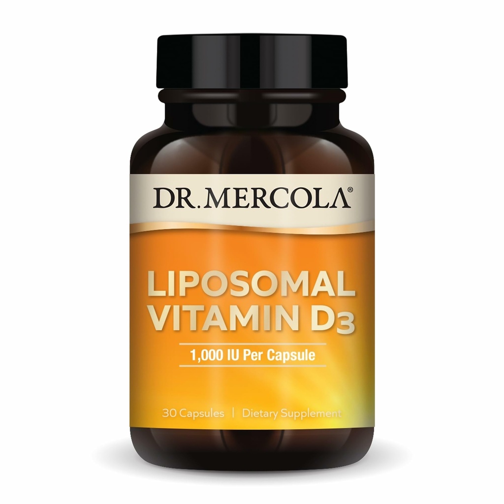 Dr. Mercola Liposomale Vitamine D3 - Ondersteunt Hart-, Bot- en Immuungezondheid - 1000 IE per portie - Non-GMO, Sojavrij en Glutenvrij - 30 capsules (30 porties)