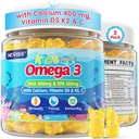 Kids Omega 3 Gummies + Calcium 400mg + Vitamine D3 K2 + C, Omega-3 DHA & EPA Supplement - Geen Fish Burps, Geen Suiker - Kids & tieners Om