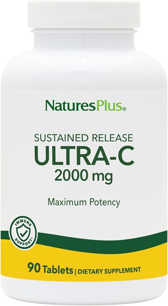 Natures Plus Ultra-C 2000 mg - 90 tabletten - Vitamine C met Rose HIPS - Immune & Antioxidant Support - Vegetarisch, Glutenvrij - 90 porties