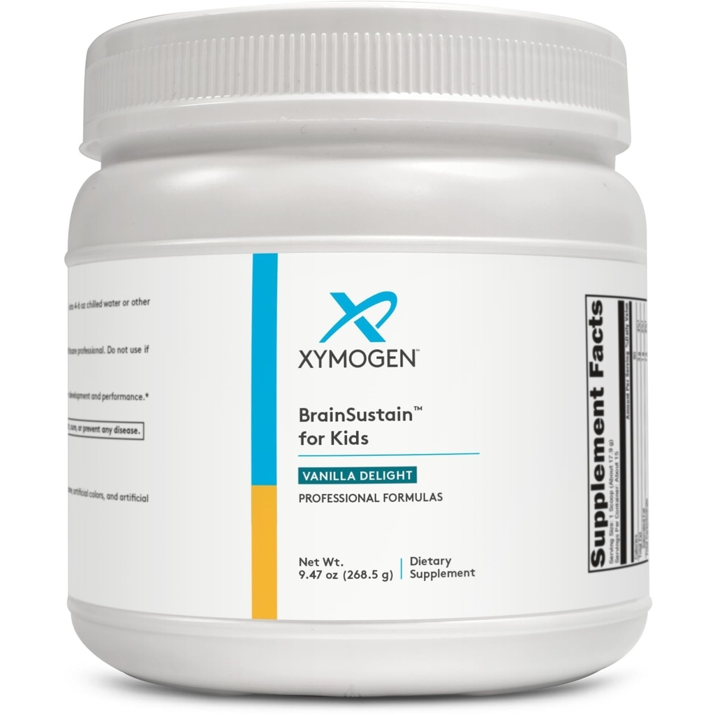 XYMOGEN BrainSustain for Kids - N-Acetyl-L-Cysteine, Alpha Lipoic Acid en DHA voor Kids Focus Support - Hersensupplementen voor Geheugen en Focus - Non-GMO, Gluten, Soy + Dairy-Free (9.47 oz)