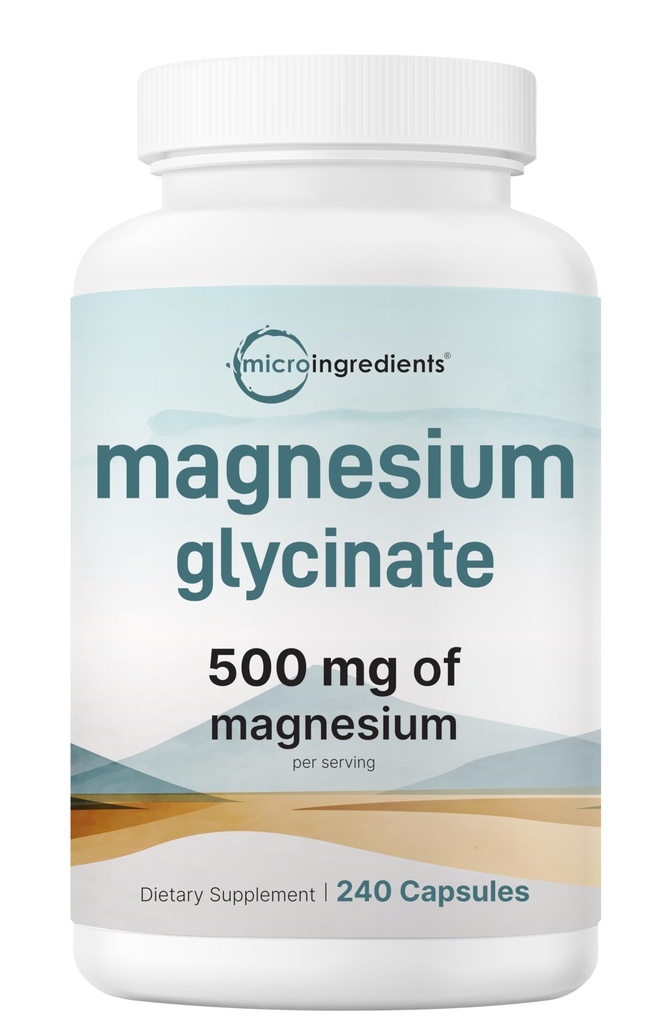 Magnesium Glycinate 500mg, 240 Capsules 100% chelated for Max Absorbing 