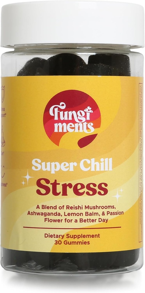Schimmels Super Chill - Mushroom Supplement - Reishi Mushroom, Ashwagandha, Cortizol, L-Theanine, Passiebloem - Minder stress en betere slaap (30 Paddestoel Gummies)