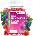 Milk Thistle Gummies, 10-in-1 Kruidenformule voor leverreiniging Detox & Reparatie met Dandelion Root, Kurkuma, Artichoke - Optimale leverfunctie en spijsvertering gezondheid - gemengde Berry smaak