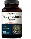NatureBell Magnesium Malate 1,500mg, 240 Capsules | Chelated for High Absorption | Energy & Nervous System Support | Non-GMO, Gluten-Free