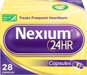 Nexium 24HR Acid Reducer Heartburn Relief Capsules for All-Day and All-Night Protection from Frequent Heartburn, Heartburn Medicine with Esomeprazol Magnesium - 28 Tel.