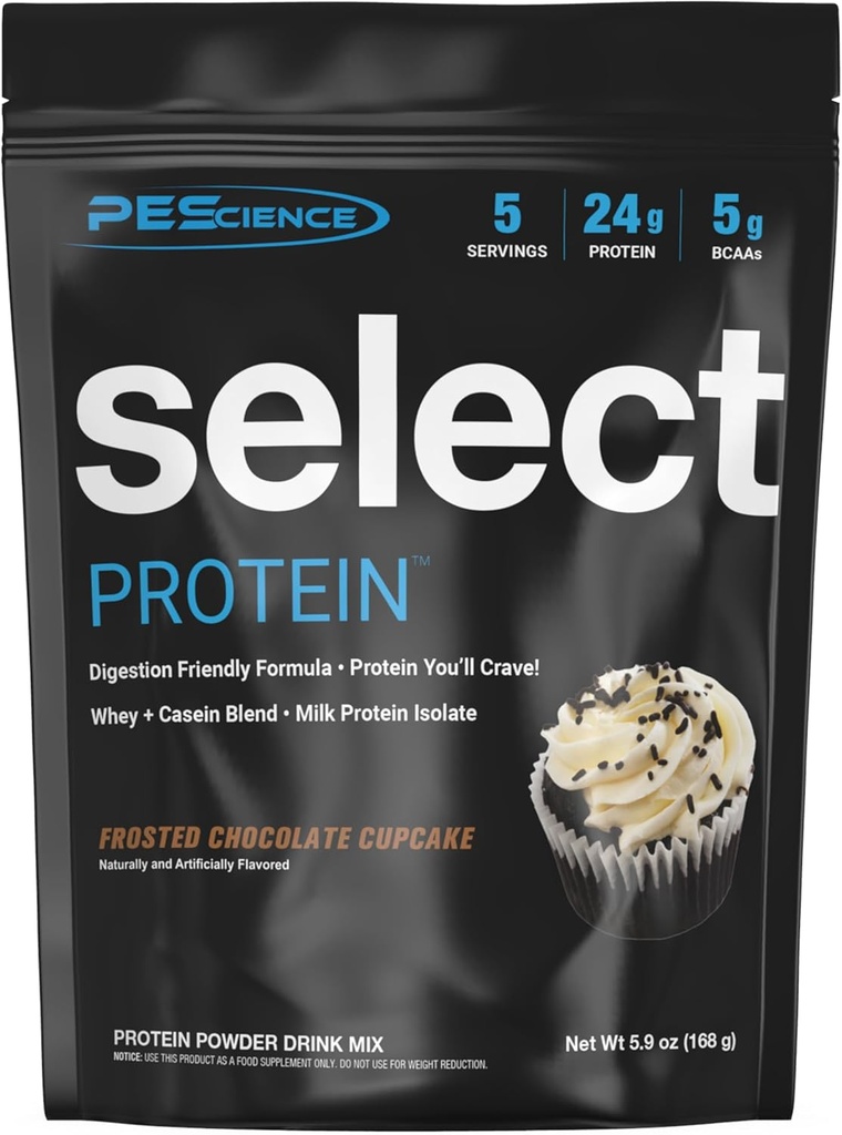 PEScience Select Protein Powder, Wei en Caseïne Blend, Clean Protein Powder for Women and Men, Low Calorie, Low Carb, Keto Friendly, Glutenvrij - Frosted Chocolate Cupcake - 5 porties