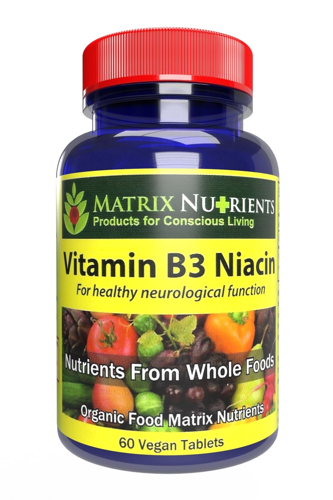 Vitamine B3 NIAIN - Digestief, hart en immuun ondersteuning! - 100% biologisch - Ook verbeteren Hersenfunctie, energie en verminderen stress - Vegan tabletten (60ct)