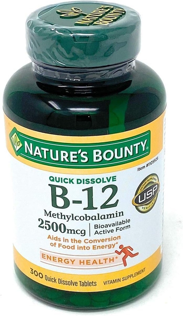 Nature's Bounty Vitamine B-12 2500 mcg, 300 Quick Solution Tablets