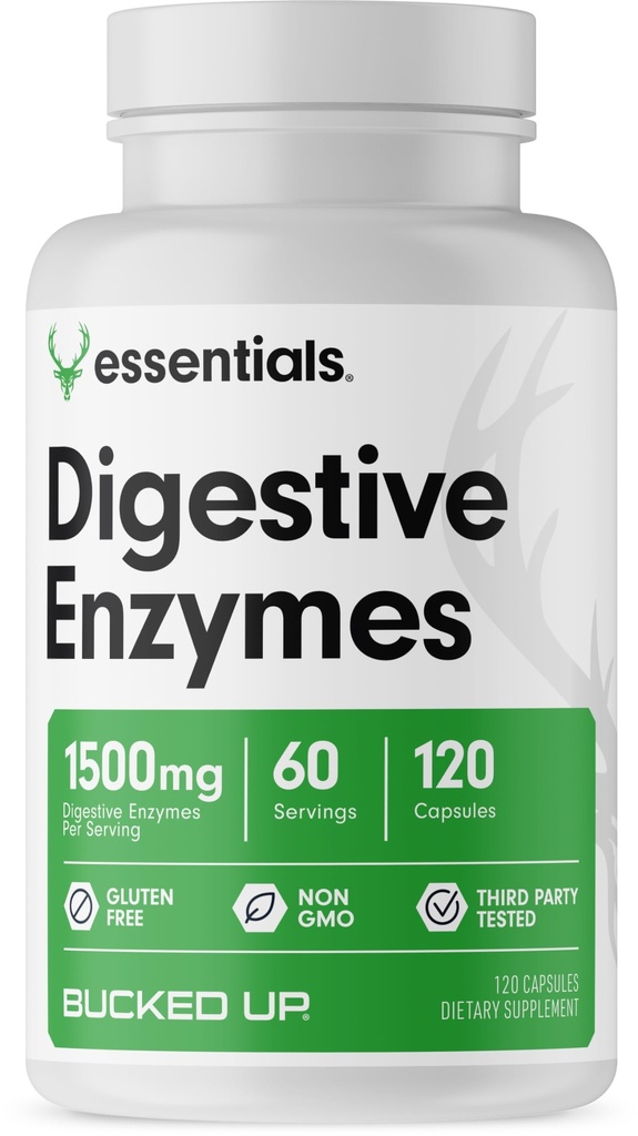 Opgeborgen spijsverteringsenzymen (1500 mg), Essentials (60 porties, 120 capsules)