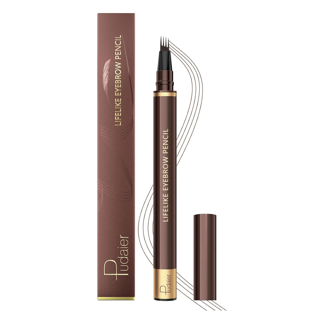 Microblading Eyebrow Pen, Magic Eyebrow Pencil for Women with 4 Fork Tip, Waterproof Brow Makeup Pen, Natural-looking, Hair Like Strokes, Long Wearing