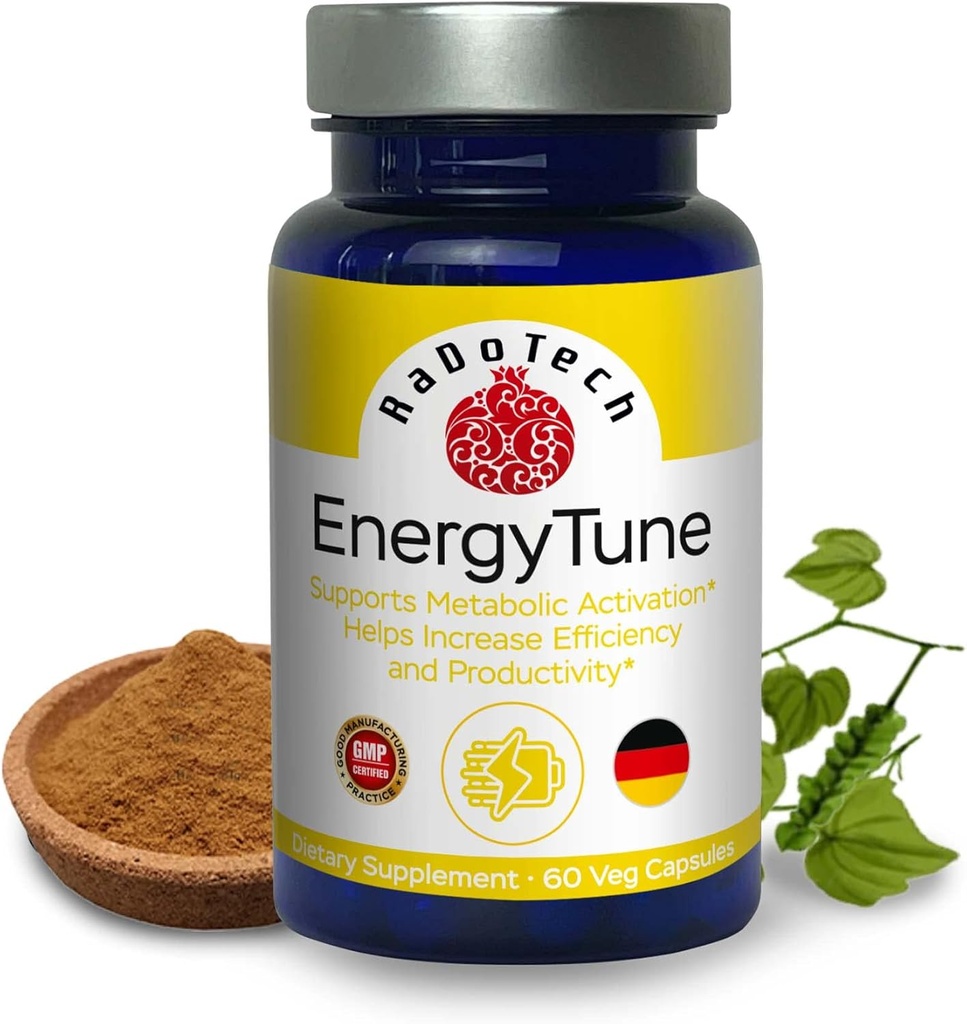 EnergyTune Energy Supplements, verhoogt de Nutriënt Absorptie en bevordert de algehele gezondheids- en immuunondersteuning - Non-GMO, Glutenvrij, Vegetarisch - Veg Capsules (60 Count (Pack of 1))