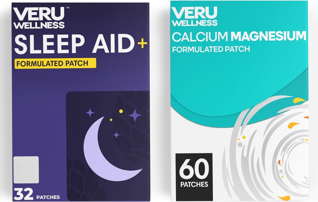 Veru Wellness Duo Lifestyle Patches - Melatonine, Magnesium - Zelfklevende tijd Release Topische Patch, 8-10 uur (32 dagen levering)