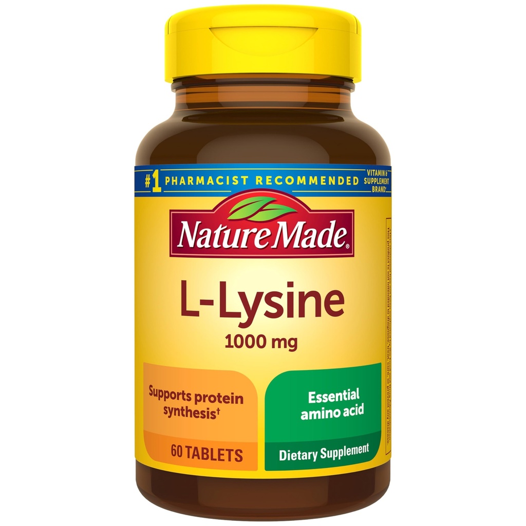 Nature Made L-Lysine 1000 mg, Dieetsupplement, 60 tabletten, 60 dagen levering