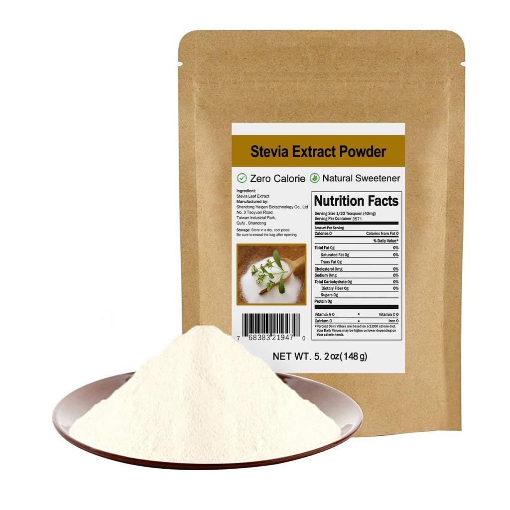 Pure Stevia Extract Poeder zonder Erytritol 5.2oz(148g) - Hoog geconcentreerd Stevia Poeder Zoetstof, Zero Calorie, Geen kunstmatige, natuurlijke suiker alternatief