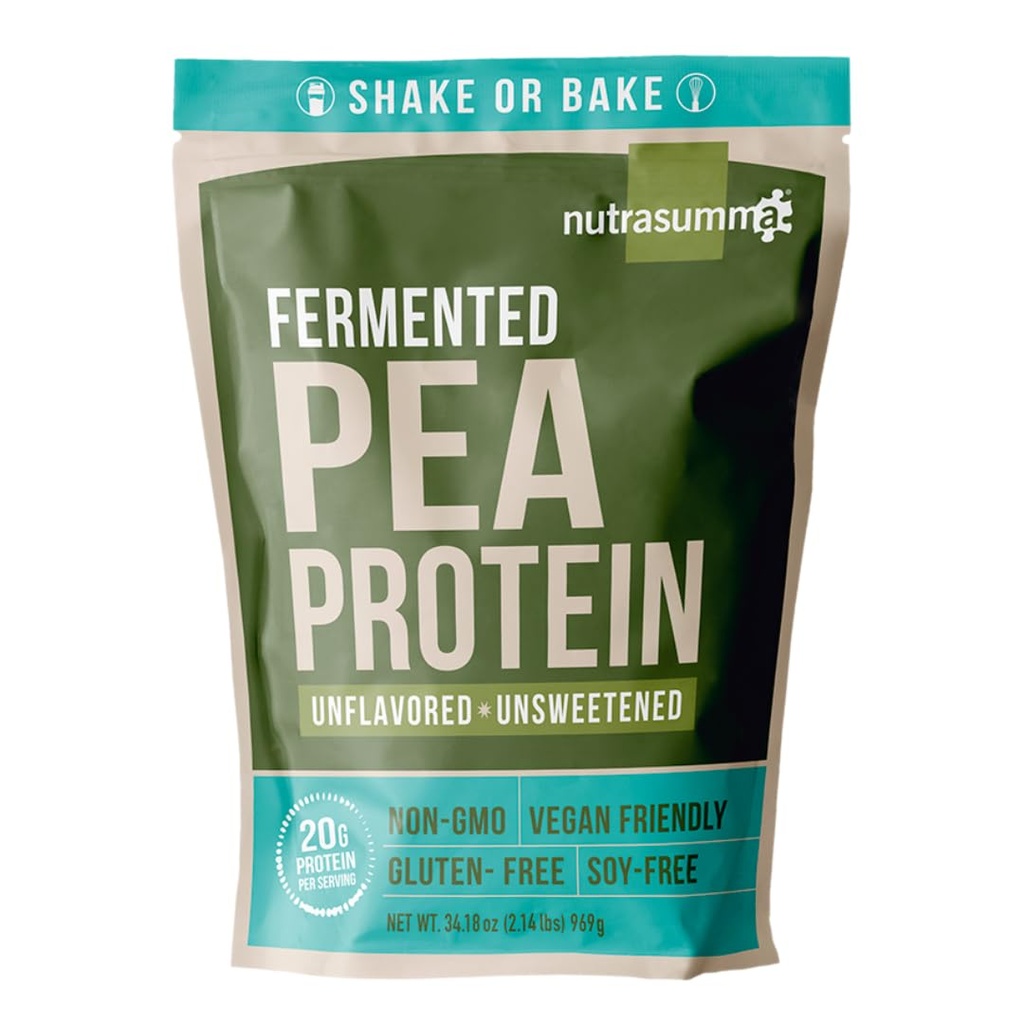 Nutrasumma Pea Protein Powder, Unflavored and Unsweetened Sugar Free Vegan, 100% Plant Based, Non GMO, Gluten Free & Soy Free, 2.14 LB