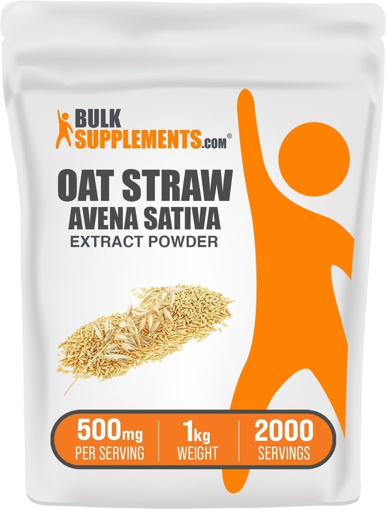 BulkSupplements.com Haverstro Extract Poeder - Avena Sativa, Haverstro Supplementen - Kruidensupplement, Glutenvrij, 500mg per portie, 1kg (2,2 lbs) (verpakking van 1)