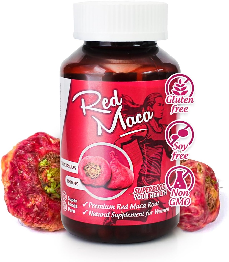 Sikyriah Red Maca Extract Capsules voor vrouwen l 100 Tell l Vrouwelijke Gezondheid Supplement l Energie Booster en Hormone Regulator l 100% Biologische en Natuurlijke maca Root l