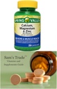Spring Valley Calcium, Magnesium en Zink Plus Vitamine D3 Gecoate Caplets, 250 Tellen