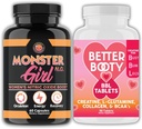 Boze Supplementen Women's Workout Bundle: Monster Girl N.O Nitric oxide Booster 60ct + Createine Complex Tablets 90ct 2 Flessen Totaal
