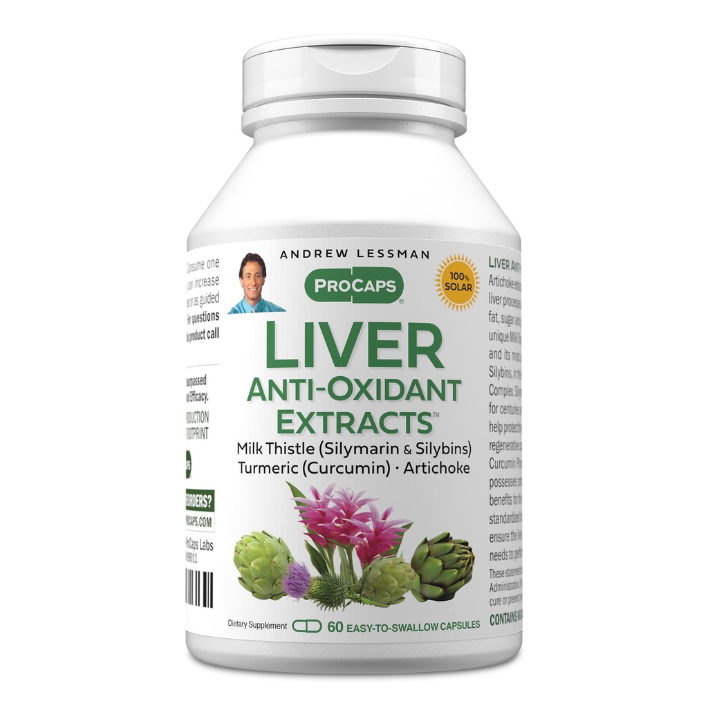 ANDREW LESSMAN Lever Anti-Oxidant Extracts 60 Capsules - Ondersteunt de harde werkstoffen van de lever, bevordert optimale lever gezondheid en functie. Melkdistel, kurkuma en Artichoke Extracten