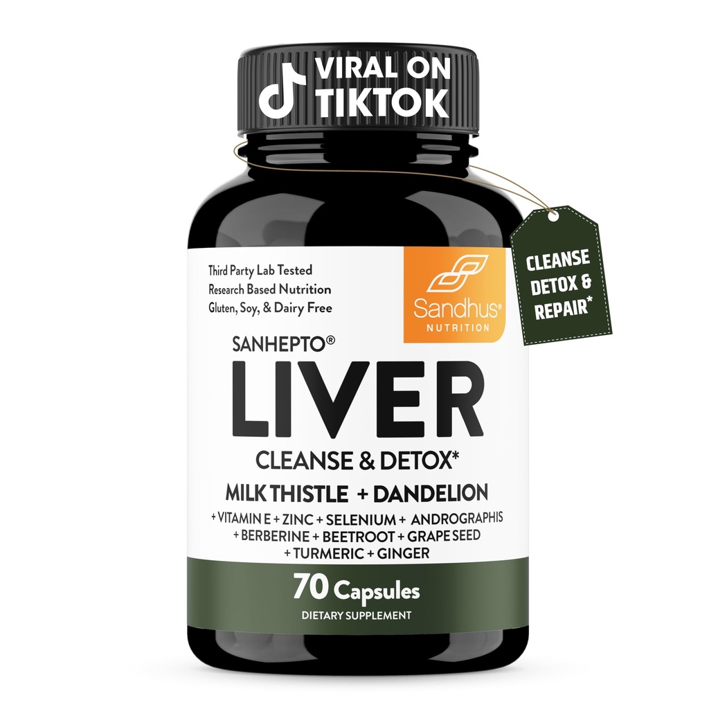Sandhu's Lever Reiniging Detox & Reparatie Ondersteuning Capsules met Melkdistel & Dandelion Root 